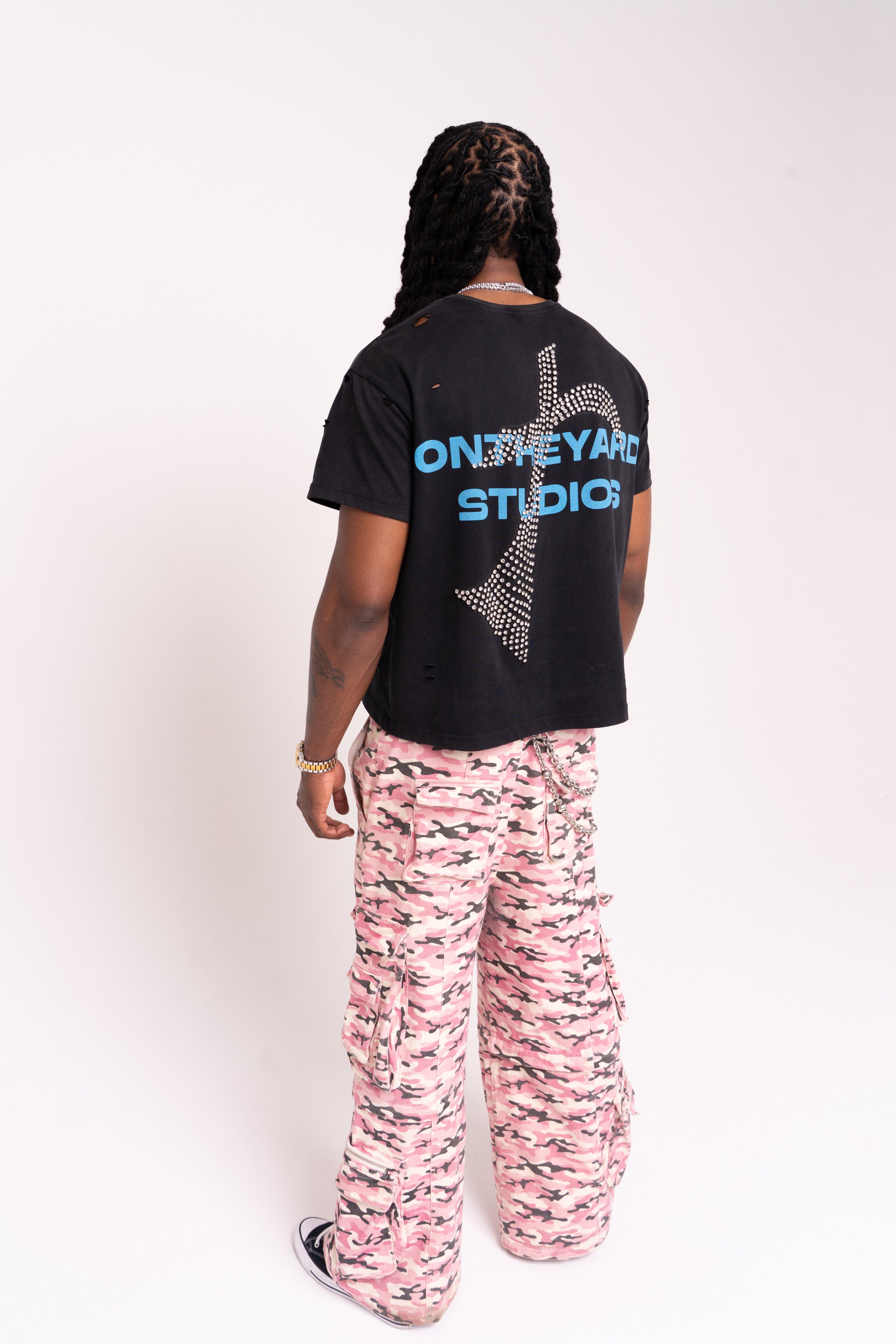"TEARS IN THE RAIN" CROPPED DISTRESSED T-SHIRT