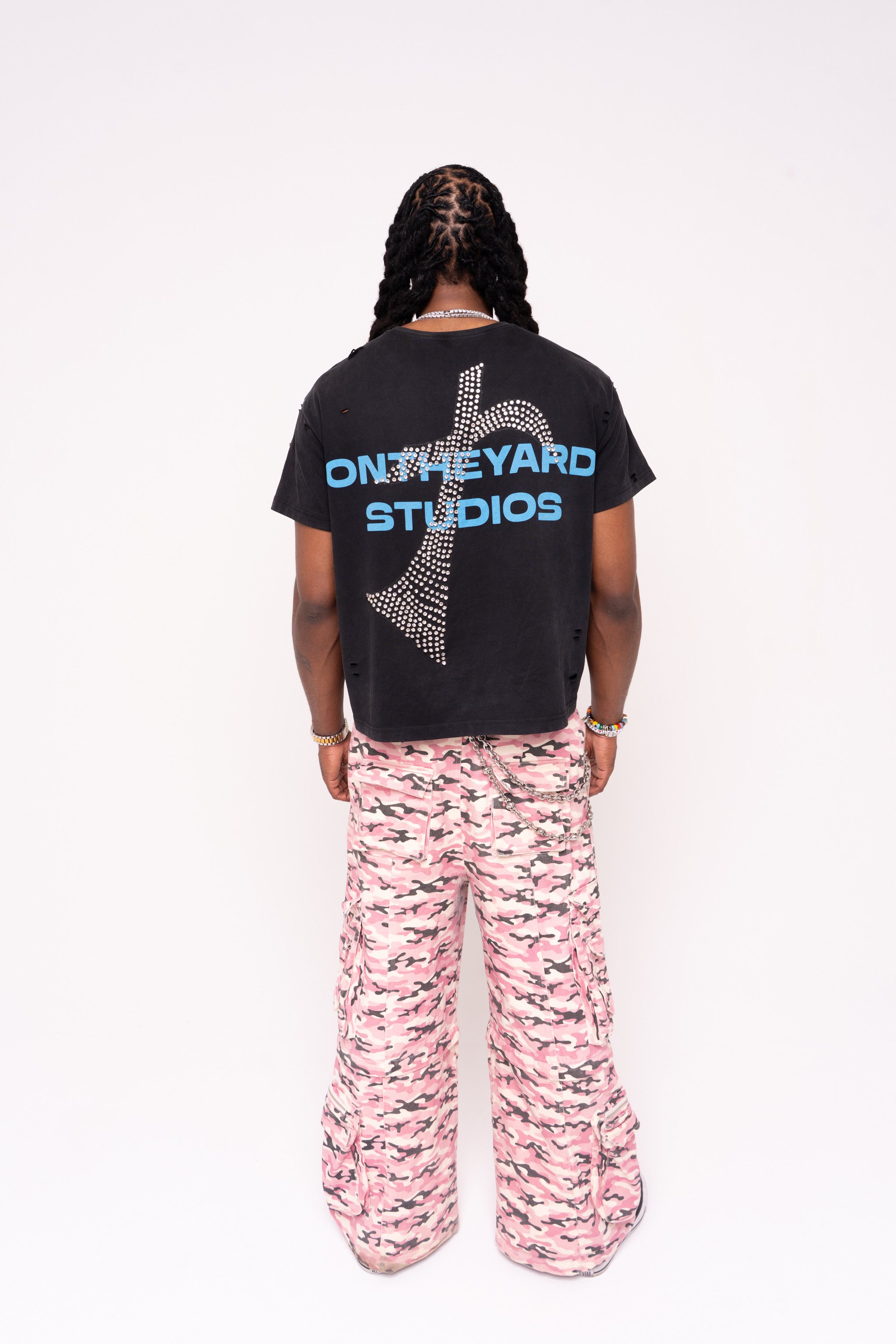 "TEARS IN THE RAIN" CROPPED DISTRESSED T-SHIRT
