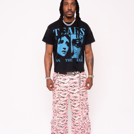 "TEARS IN THE RAIN" CROPPED DISTRESSED T-SHIRT