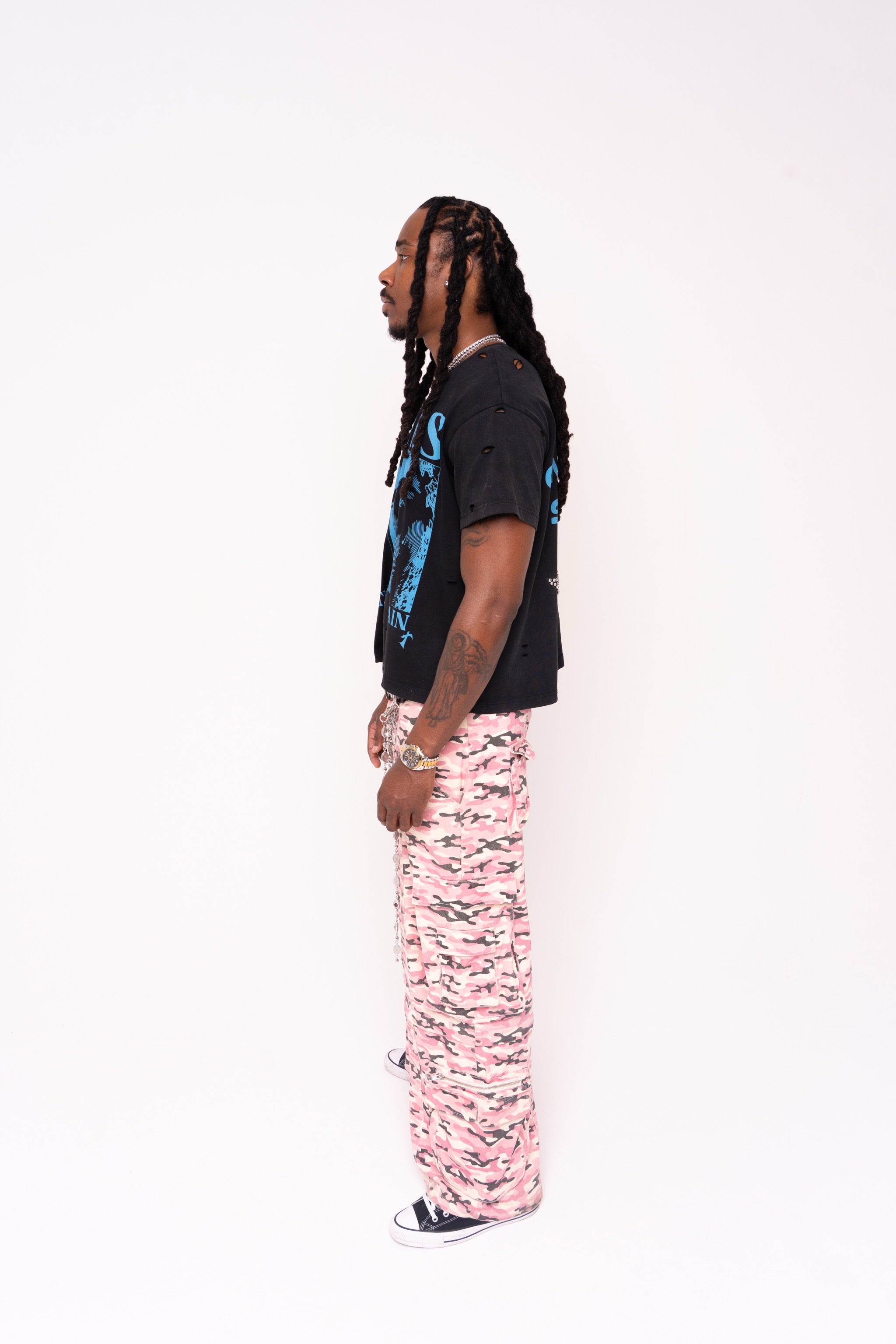 "TEARS IN THE RAIN" CROPPED DISTRESSED T-SHIRT